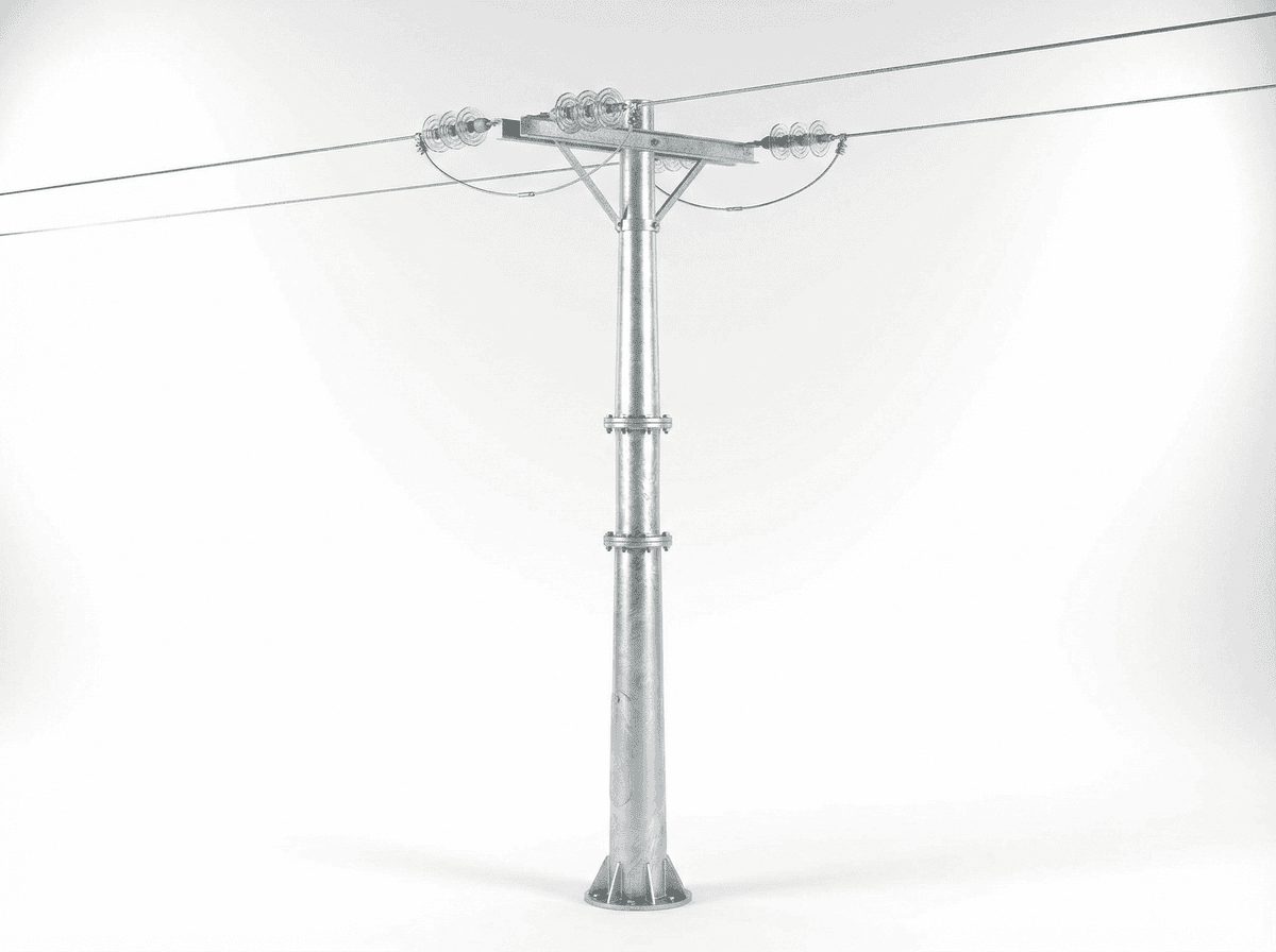 12m 10kV Round Tubular Distribution Pole - Single-Circuit Rural Steel Monopole