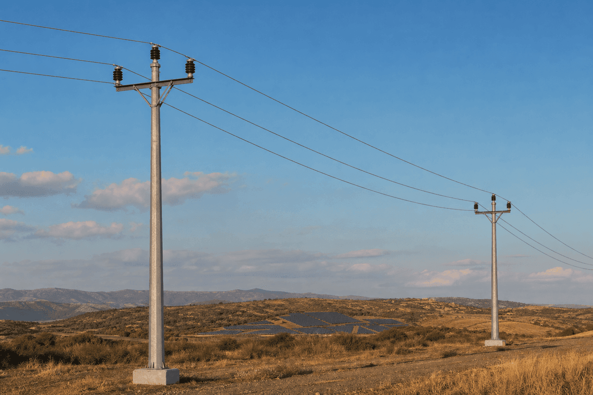 12m 10kV Round Tubular Distribution Pole - Single-Circuit Rural Steel Monopole