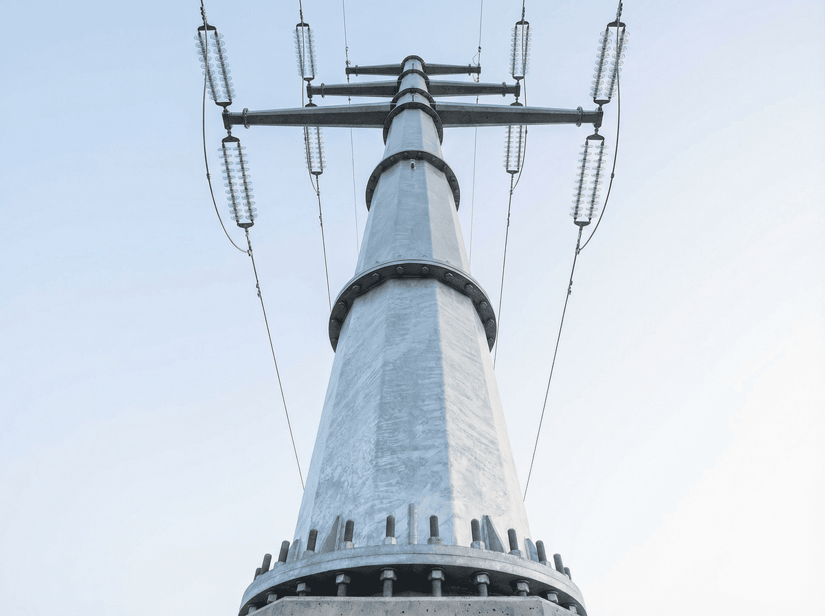 40m 220kV Dodecagonal Transmission Pole - Double-Circuit Steel Monopole