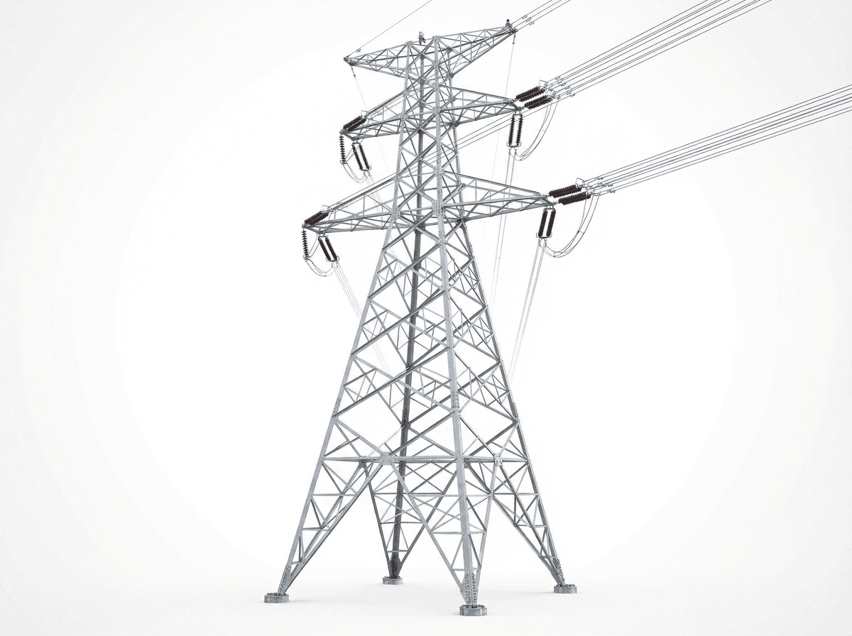 40m River Crossing Tower - 110kV Heavy Steel Lattice, 800m Span