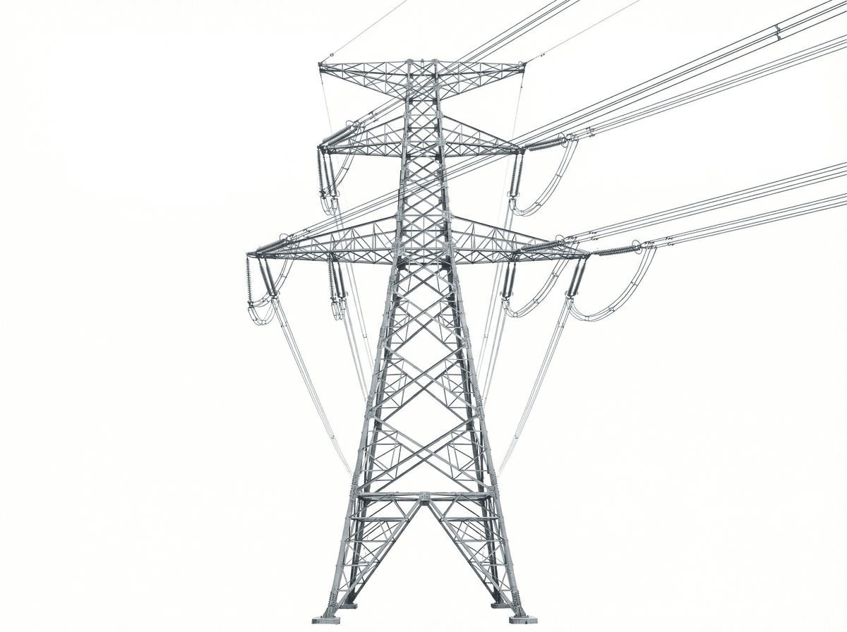60m 500kV UHV Double-Circuit Steel Lattice Tangent Tower — Quad Bundle ACSR-630