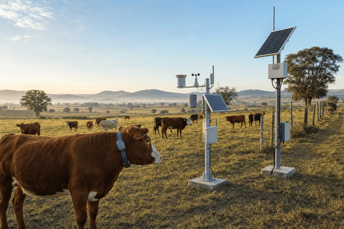 Cattle Ranch GPS Tracking 200ha - LoRaWAN Livestock & Weather Monitoring