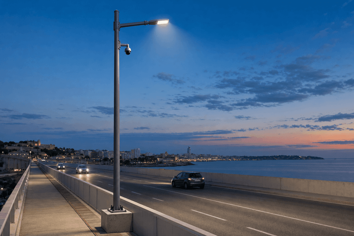 10m Bridge Roadway Lighting+Surveillance - 150W Smart Streetlight