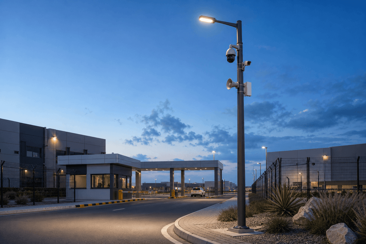 10m Industrial Park Security Focus Smart Streetlight - 5-in-1 Integrated Smart Pole