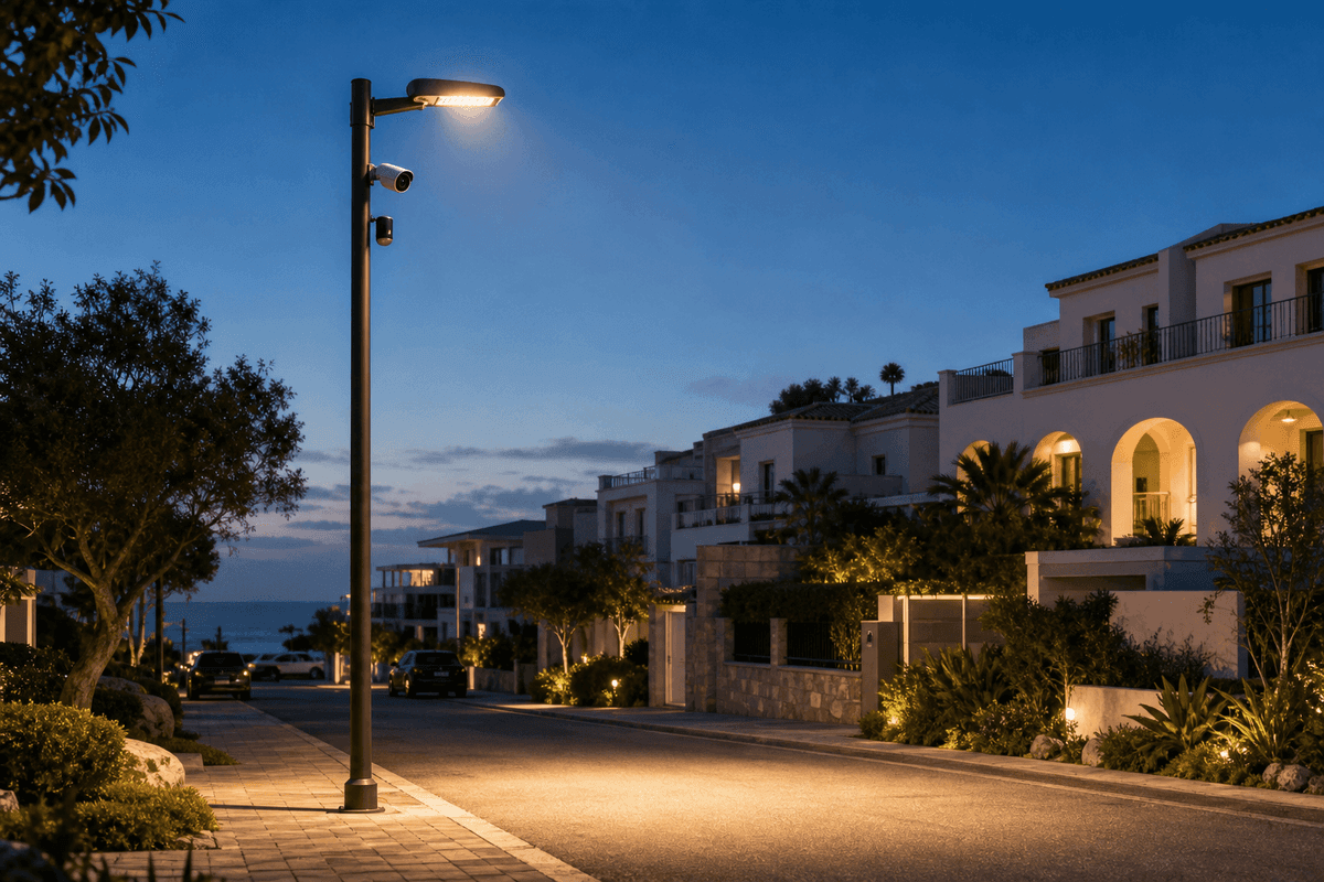 6m Residential Area Mini Smart Streetlight - 3-in-1 AI-Integrated Pole