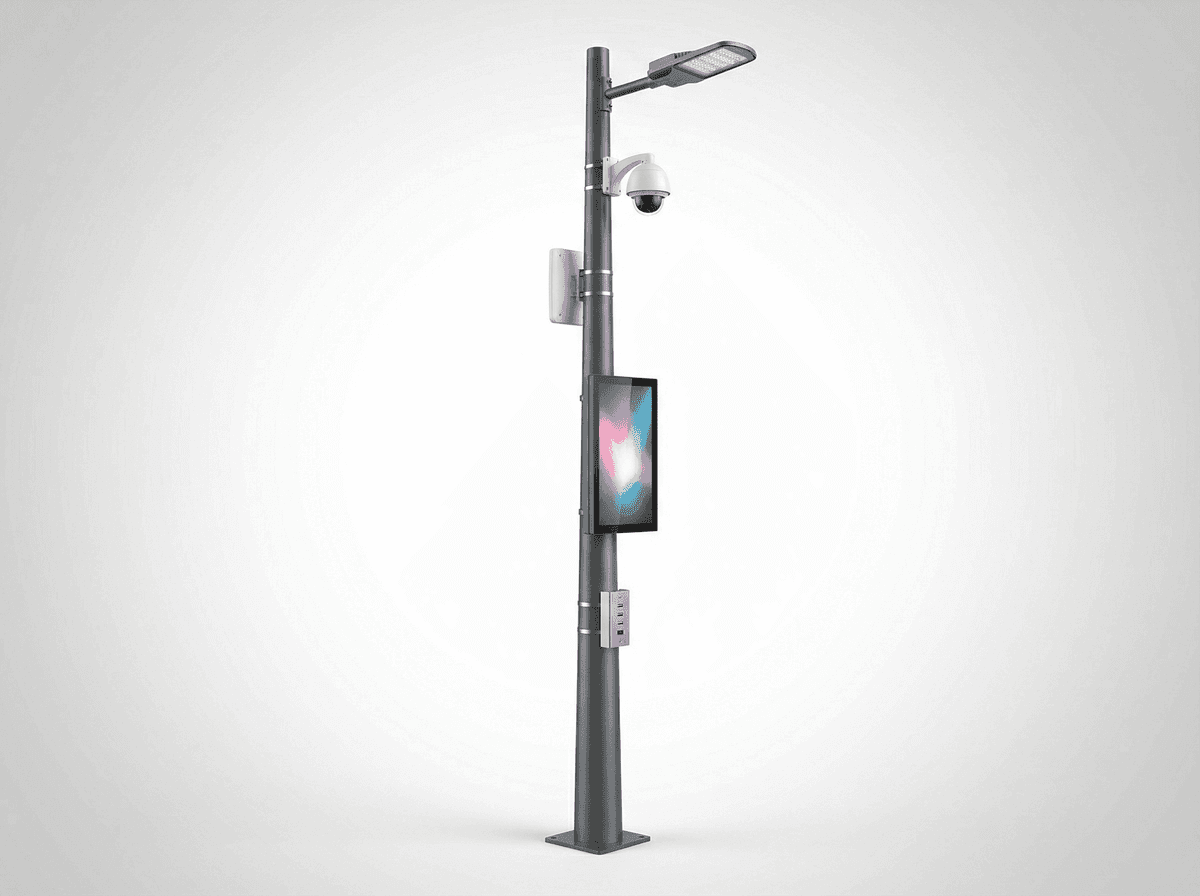 8m Bus Stop Smart Pole with Info Display - 5-in-1 Urban Node