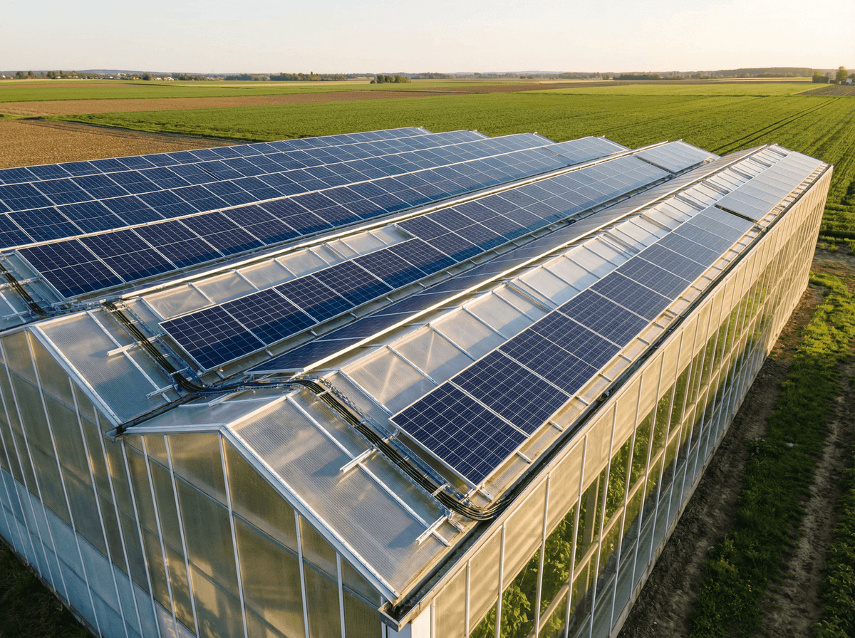 50kW Agricultural Greenhouse Rooftop - Bifacial Fixed-Tilt PV System