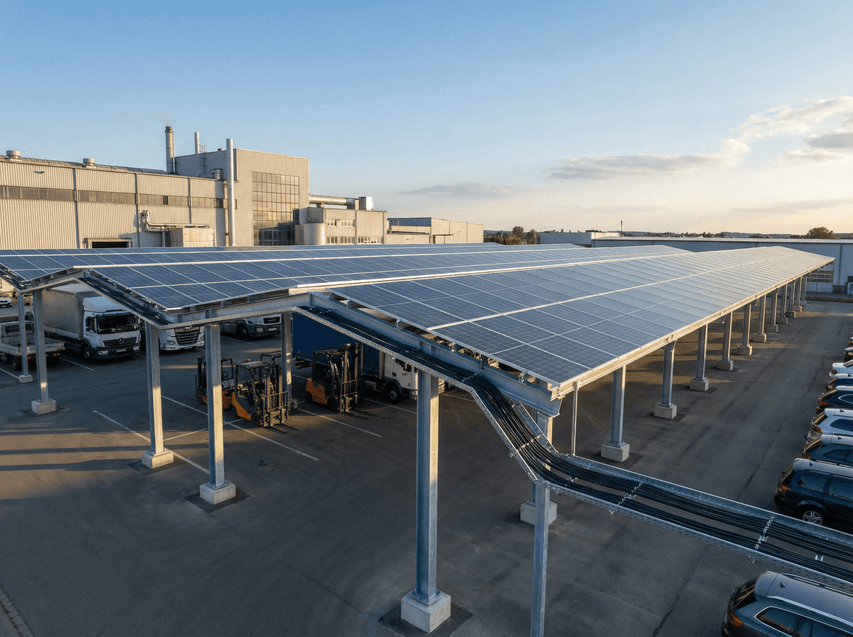 50kW Factory Solar Carport - TOPCon EV-Ready Commercial PV
