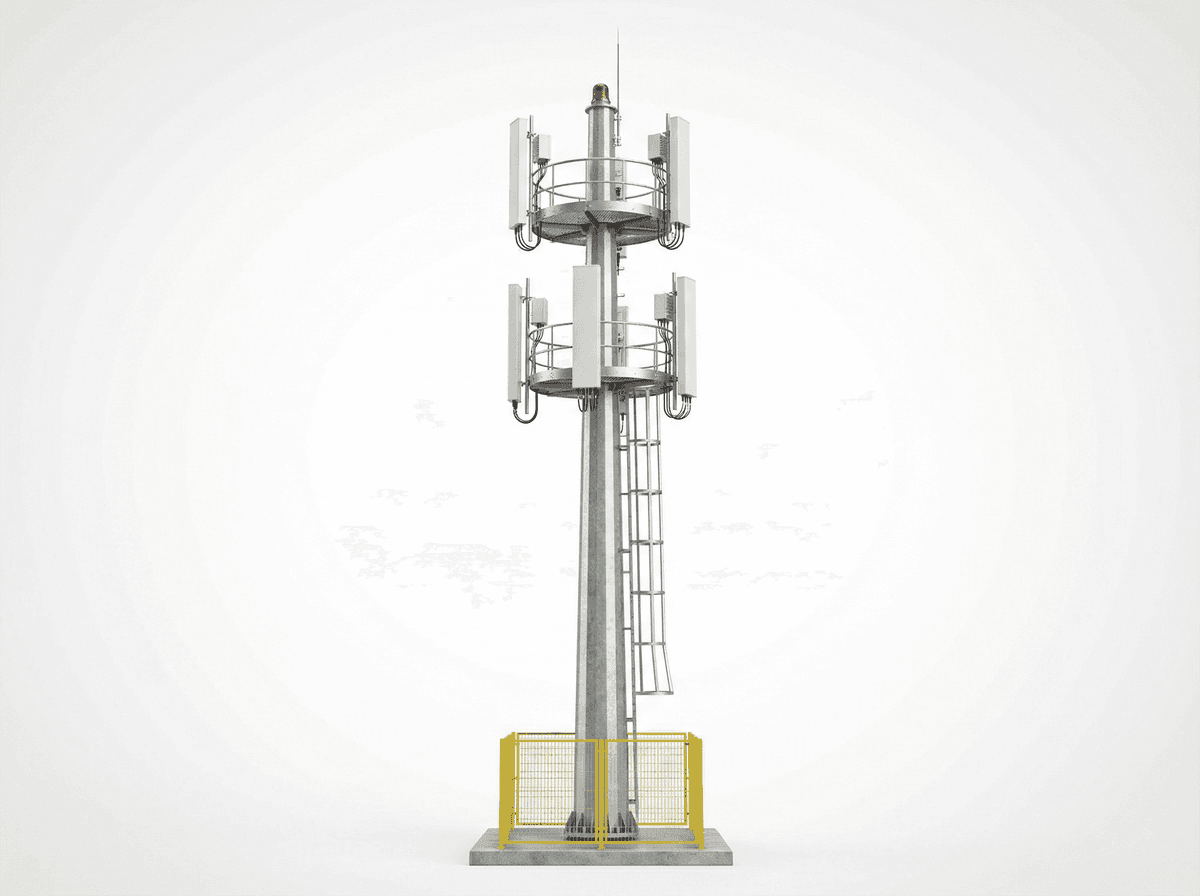 25m Monopole Urban 4G/5G Telecom Tower - Compact Steel Infrastructure for 5G Densification