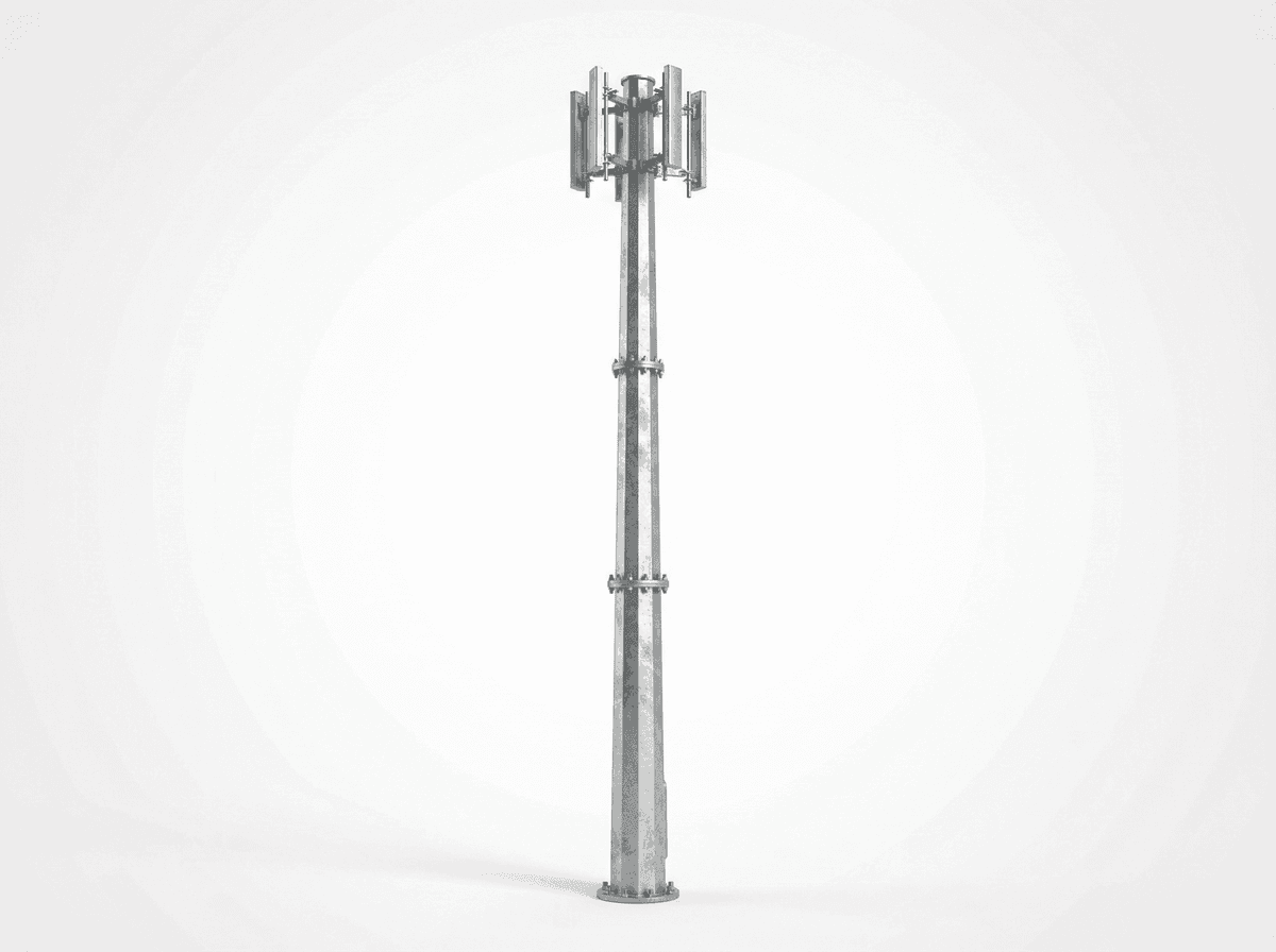 50m Highway Coverage Monopole - 12-Antenna Steel Tube Tower