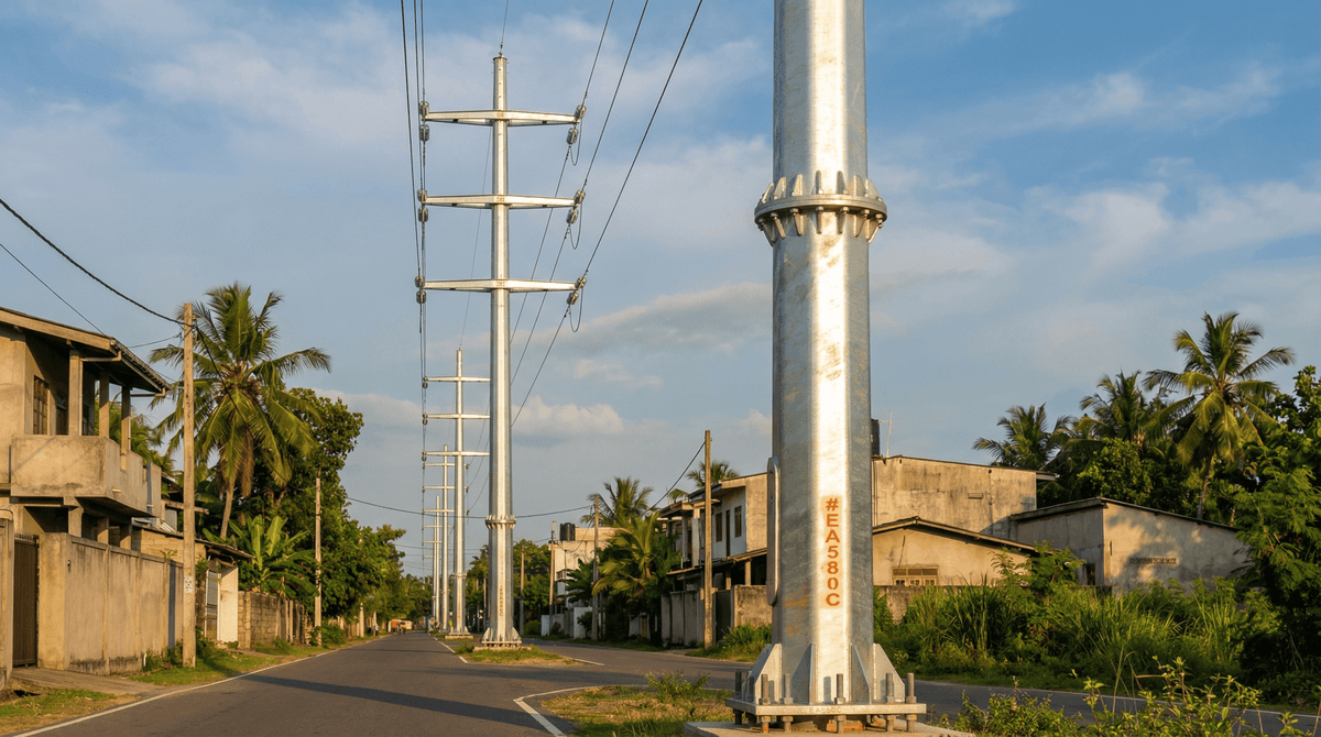 Colombo Power Transmission Tower Project: 261×25m Steel Tubular Transmission Poles for a 16km 10kV Double-Circuit Line