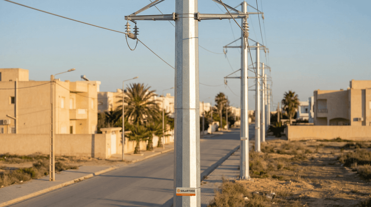 119-Unit Power Transmission Tower Deployment in Tunis, Tunisia (30m 10kV Single-Circuit Steel Tubular Poles)