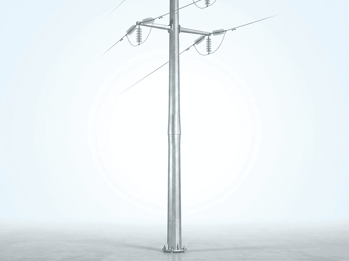 18m 10kV Tapered Monopole Urban Aesthetic Slip-Joint - Double-Circuit Steel Distribution Pole