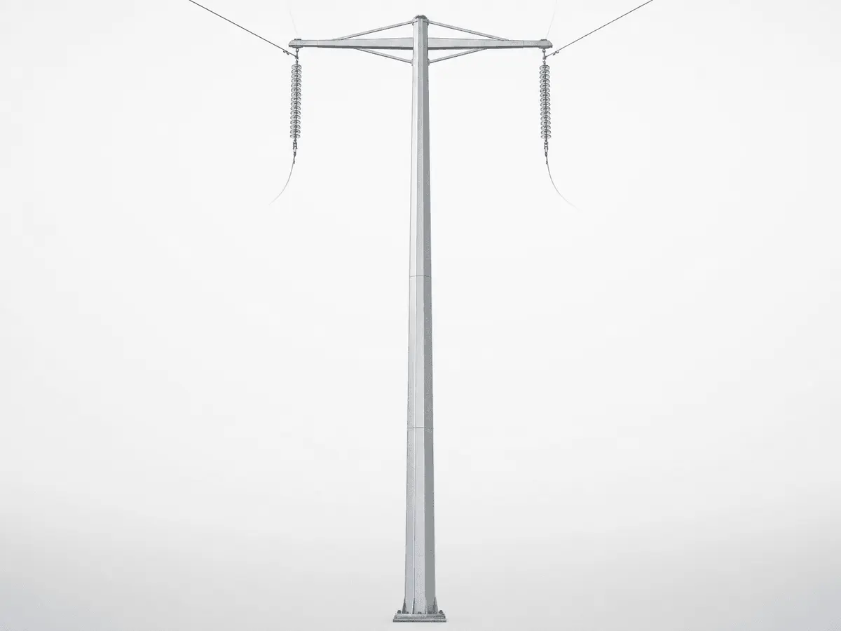 40m 220kV Dodecagonal Transmission Pole Slip-Joint - Double-Circuit Steel Monopole