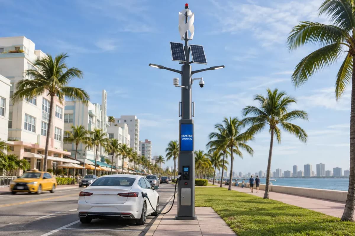 11m Wind-Solar Hybrid Smart Pole - Urban Arterial deployed in an international application environment