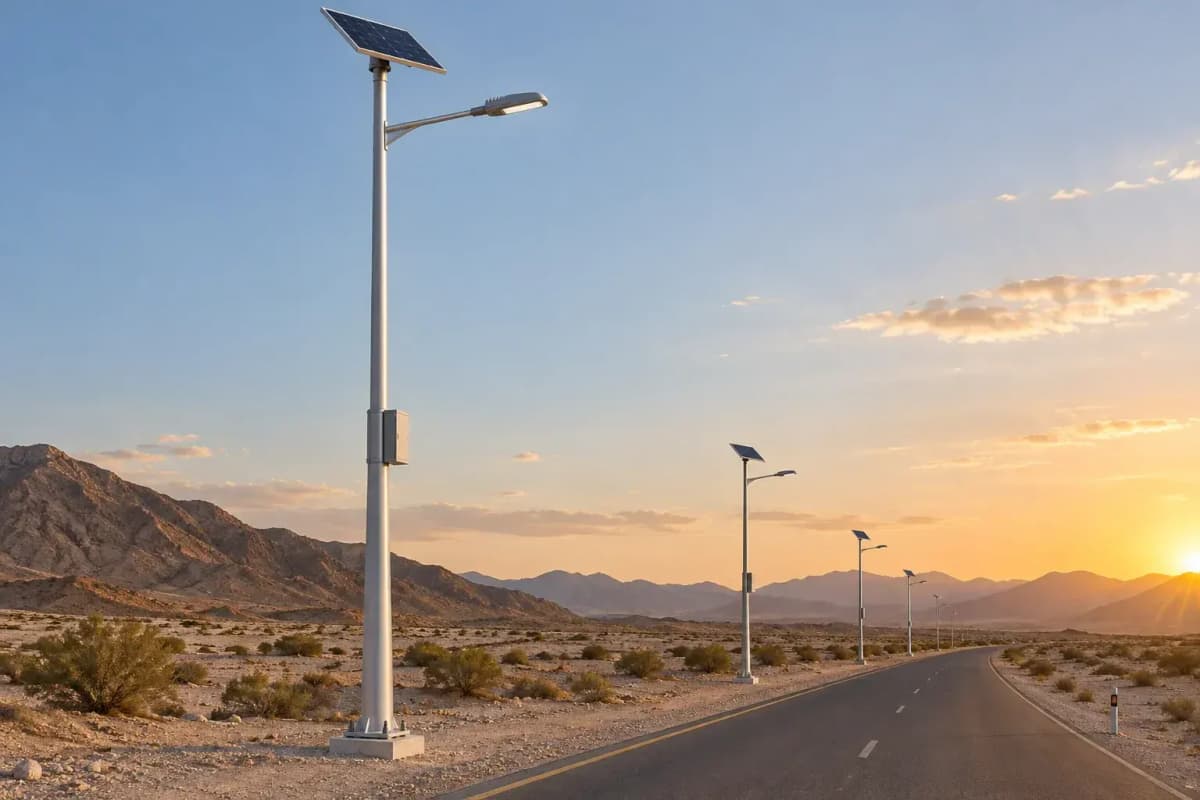 13.3m Split Solar Streetlight 156W - Desert EPC Solar Lighting