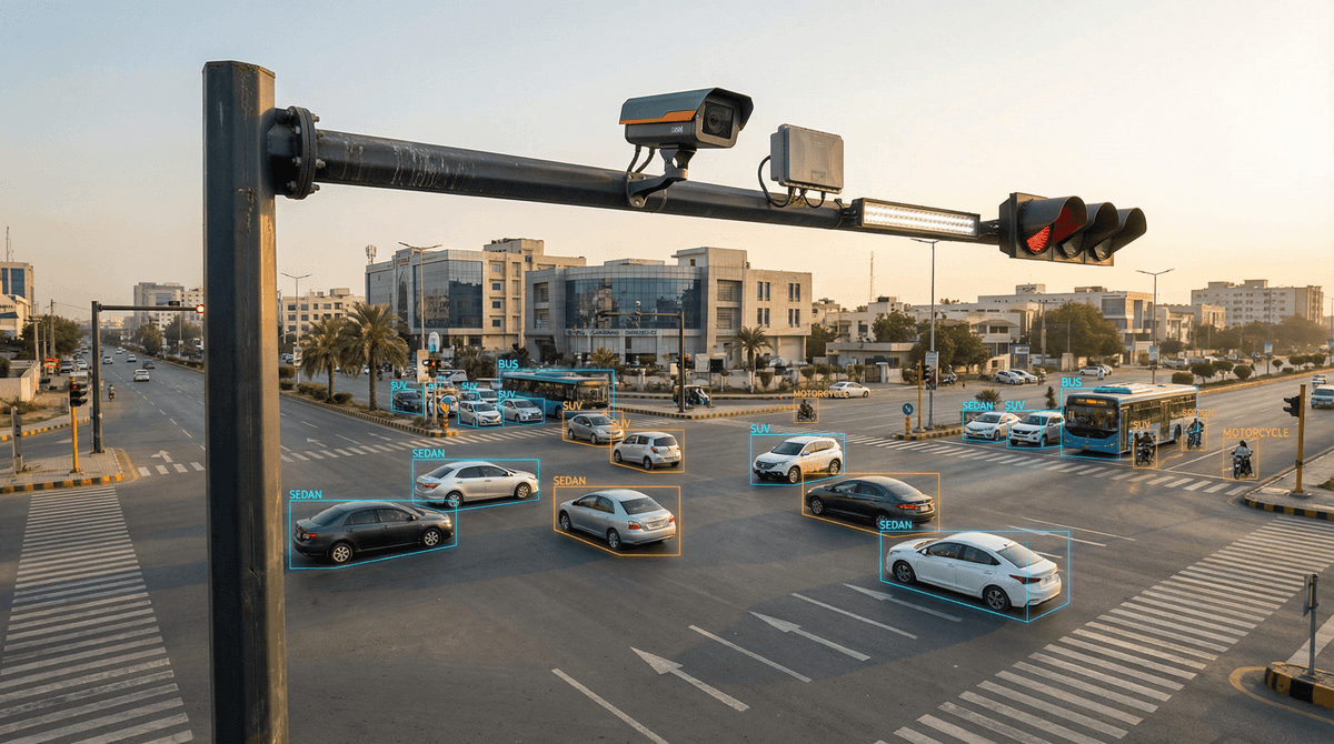 Karachi Smart Traffic System Case Study: 11 Intersections with 4-in-1 6m L-Arm Poles, 4K AI + 77GHz Radar