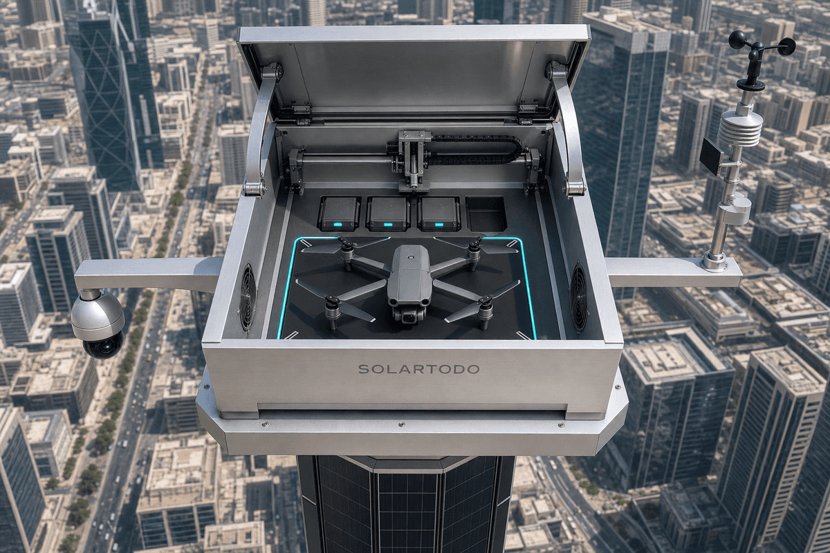 Smart Pole Drone Charging and Battery Swap Systems
